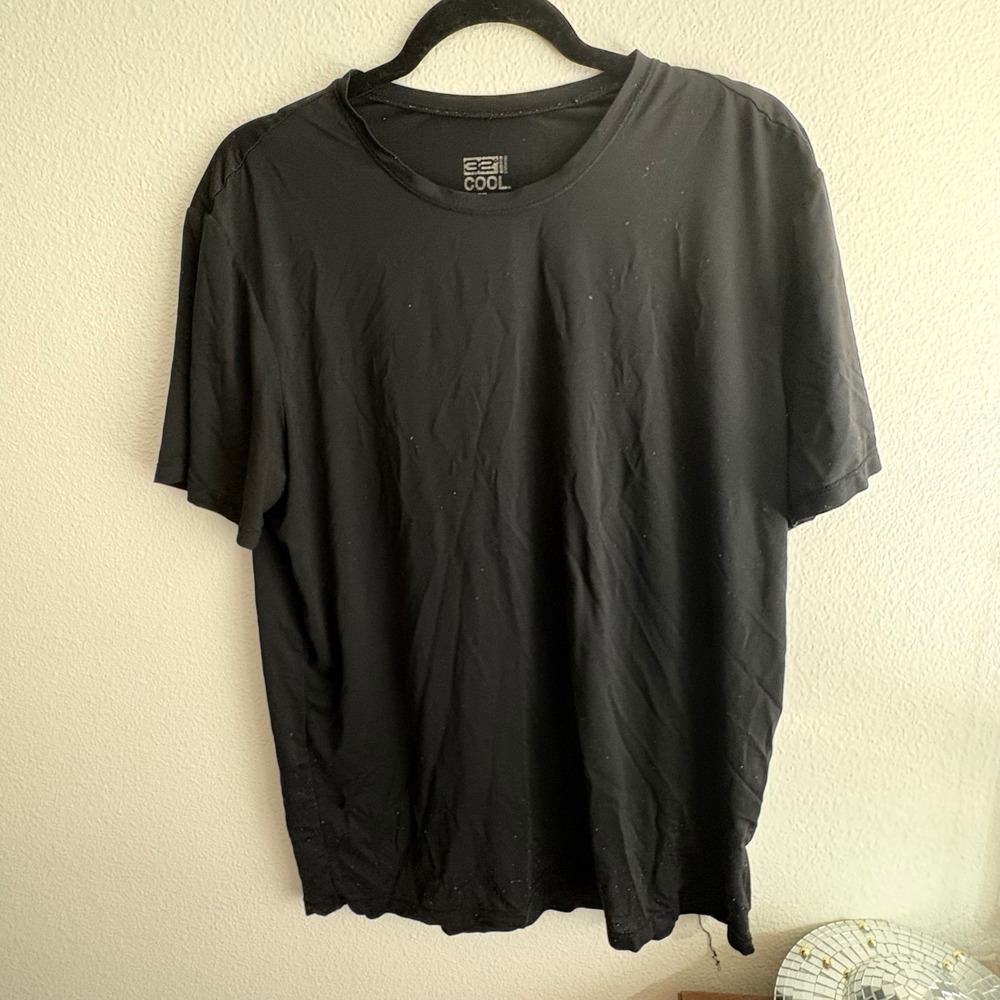 32 Degrees Cool Mens Short Sleeve T-Shirt Black Crew Neck Active Tee Size L